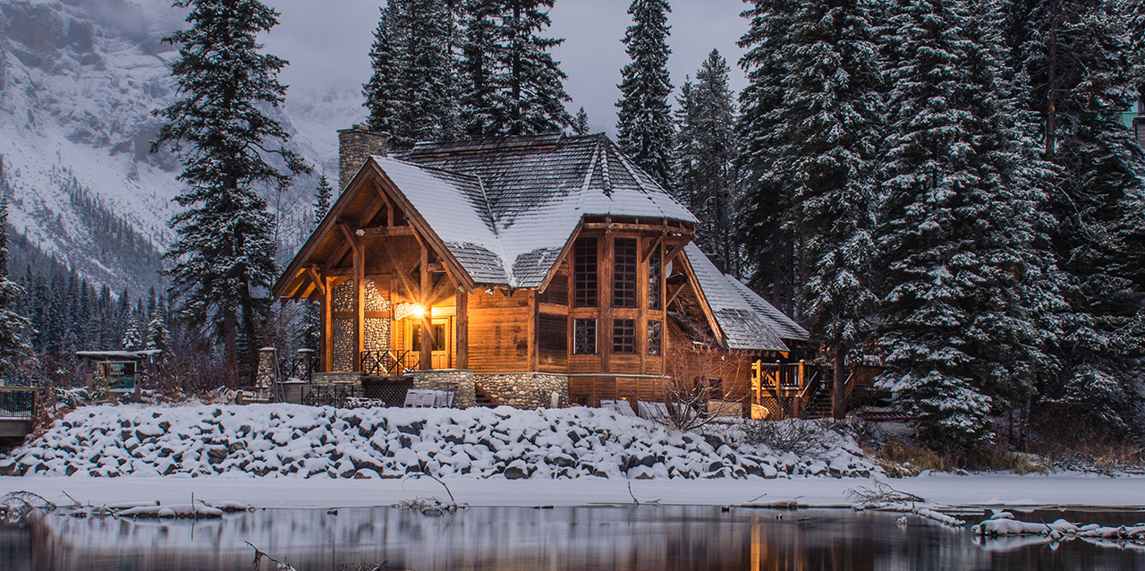 casa de campo na neve